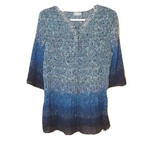 Women's Catherine's Pleated Beaded Tunic Top Size 1X